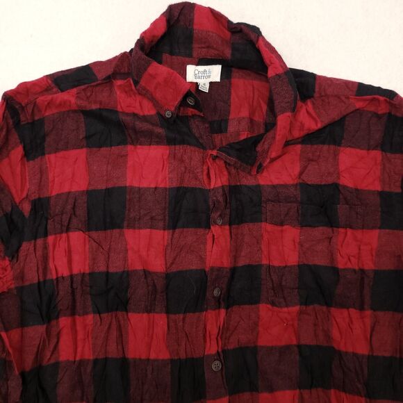 Croft & Barrow Buffalo Check Flannel Casual Button Up Shirt Mens Size XL Red - Picture 1 of 10